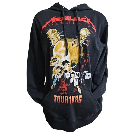 Metallica Damage Inc Tour 1986 Black Pullover Hoodie - Picture 3 of 11